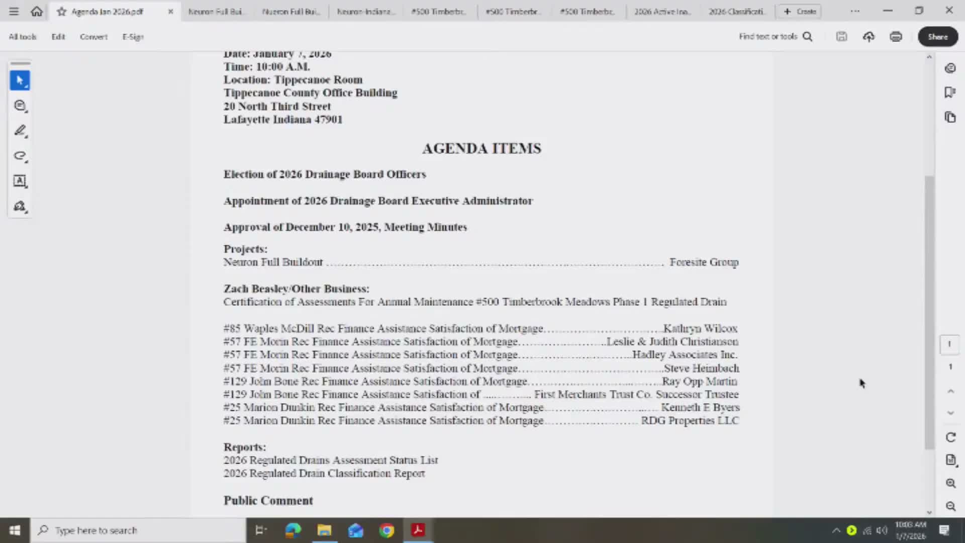 Tippecanoe County drainage board approves modified encroachment and conditional full-build for Neuron semiconductor site