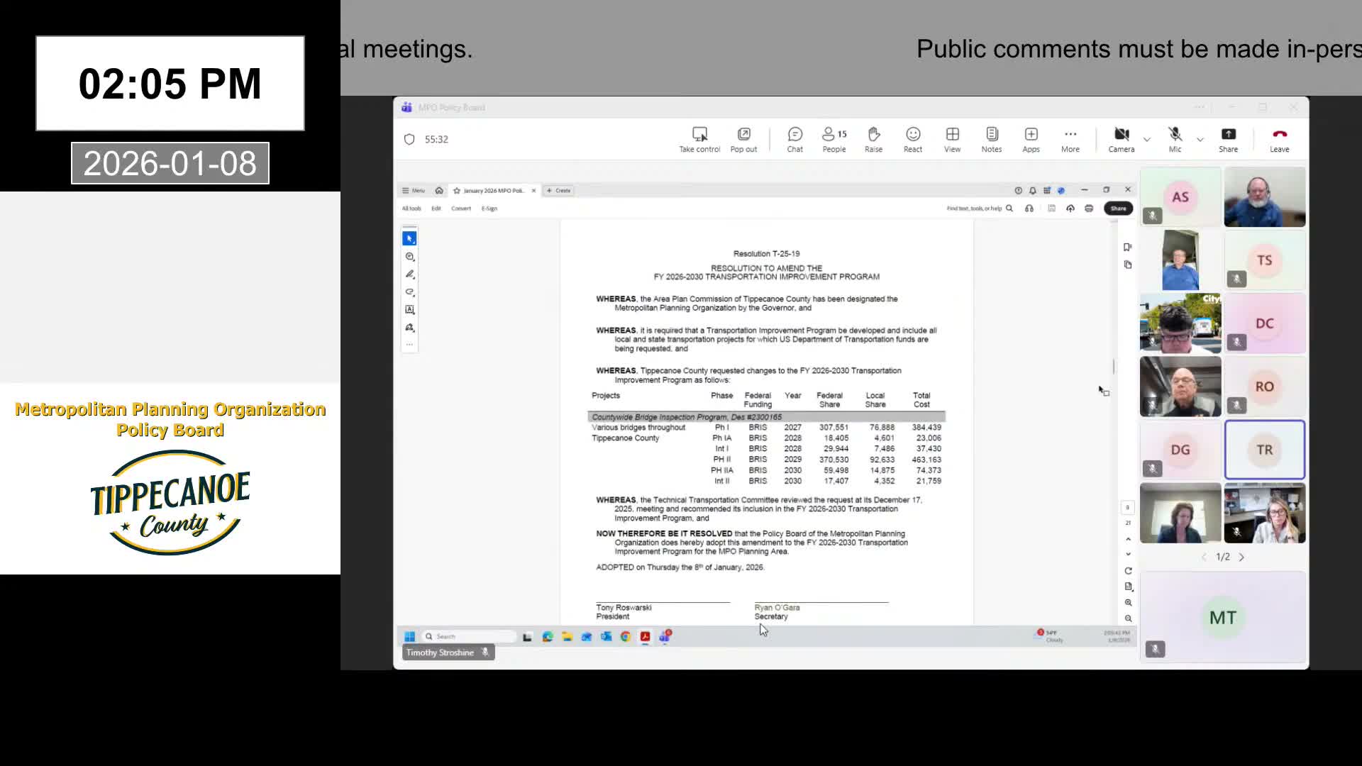 Board approves updated TIP amendment and modification procedures after federal review