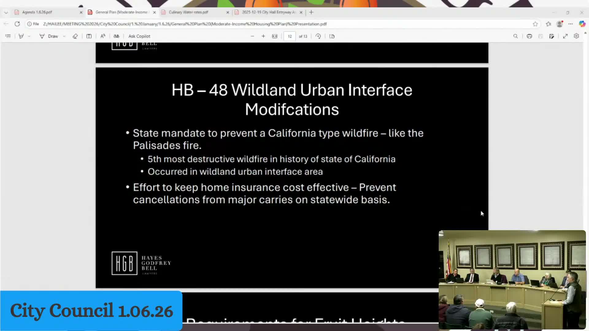 Fruit Heights council briefed on HB48 requirements for wildland-urban interface overlay and possible property assessments