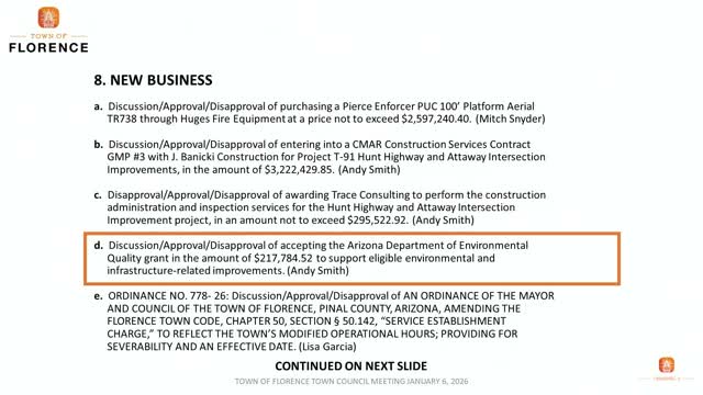 Florence council approves rezoning, equipment grants and vehicle purchase; posts notice for possible sales tax increase