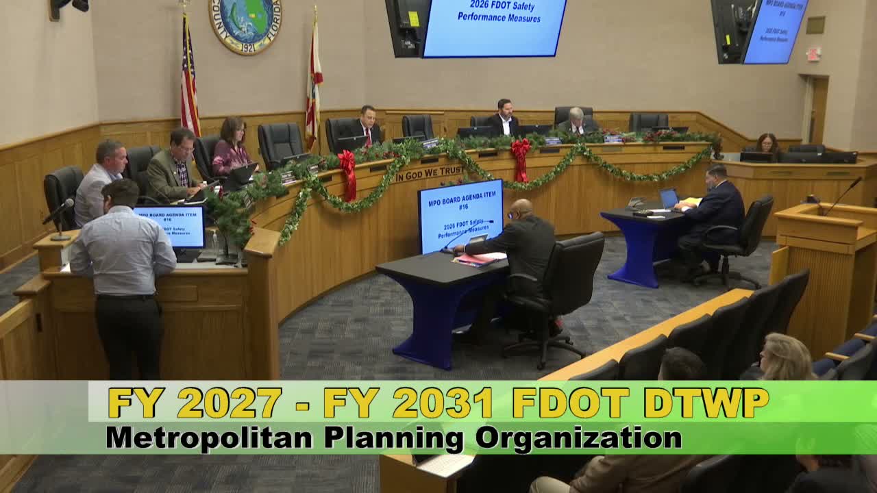 MPO adopts FDOT 2026 safety performance targets after data briefing