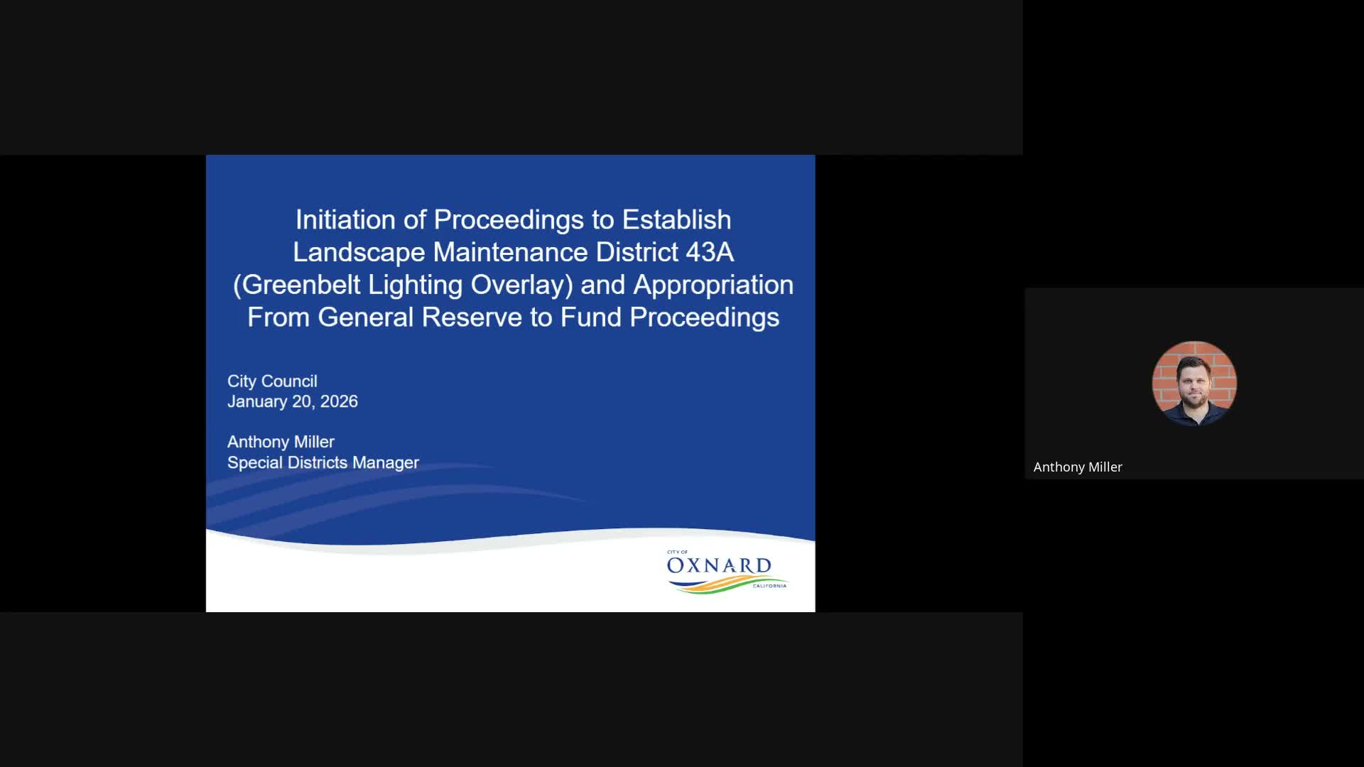 Oxnard staff recommends creation of temporary LMD 43A and $40,000 appropriation to fund ballot for greenbelt lighting project