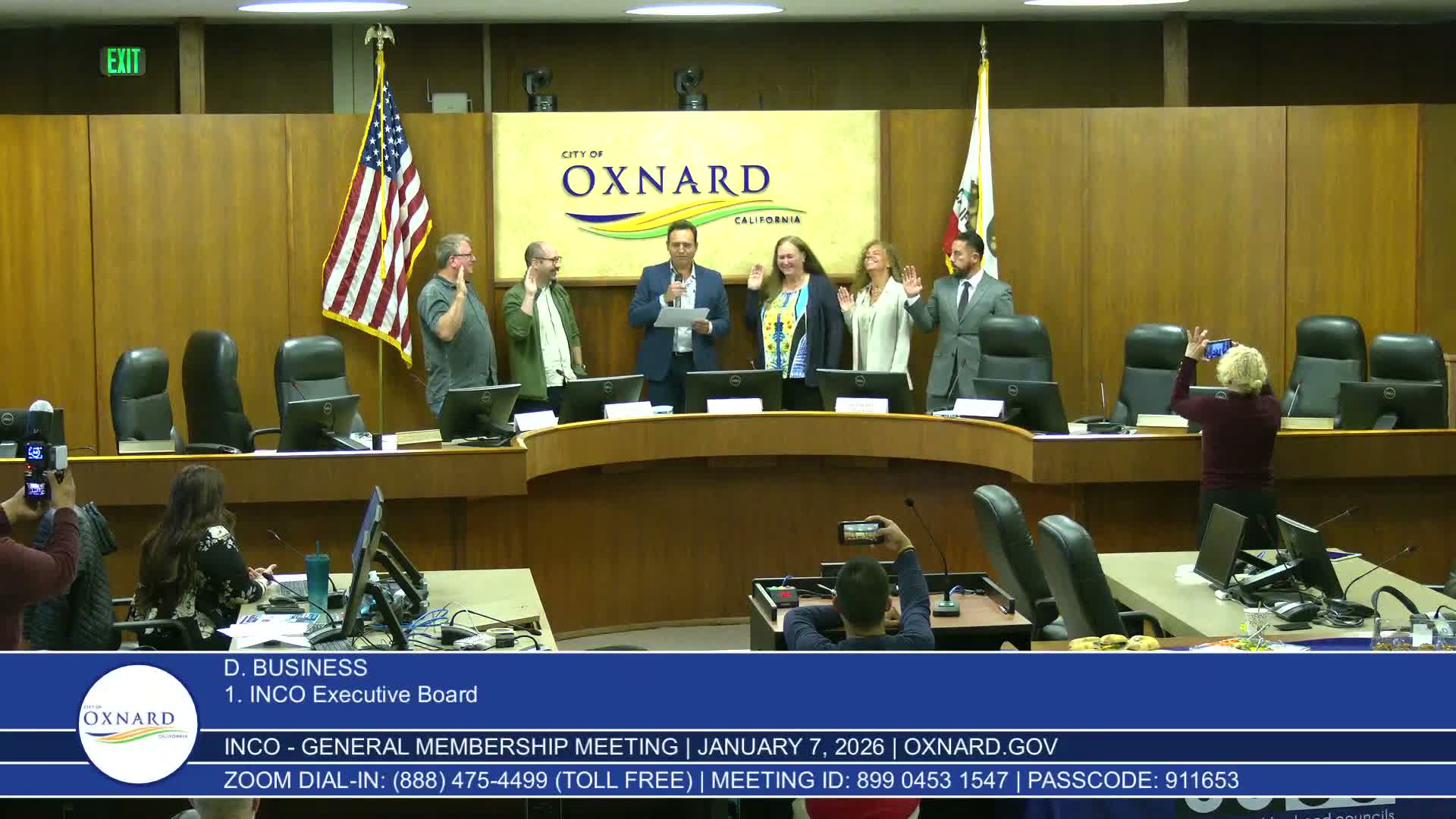 Oxnard neighborhood council swears in new INCO board; residents raise mailbox‑theft concerns and student dental clinic outreach