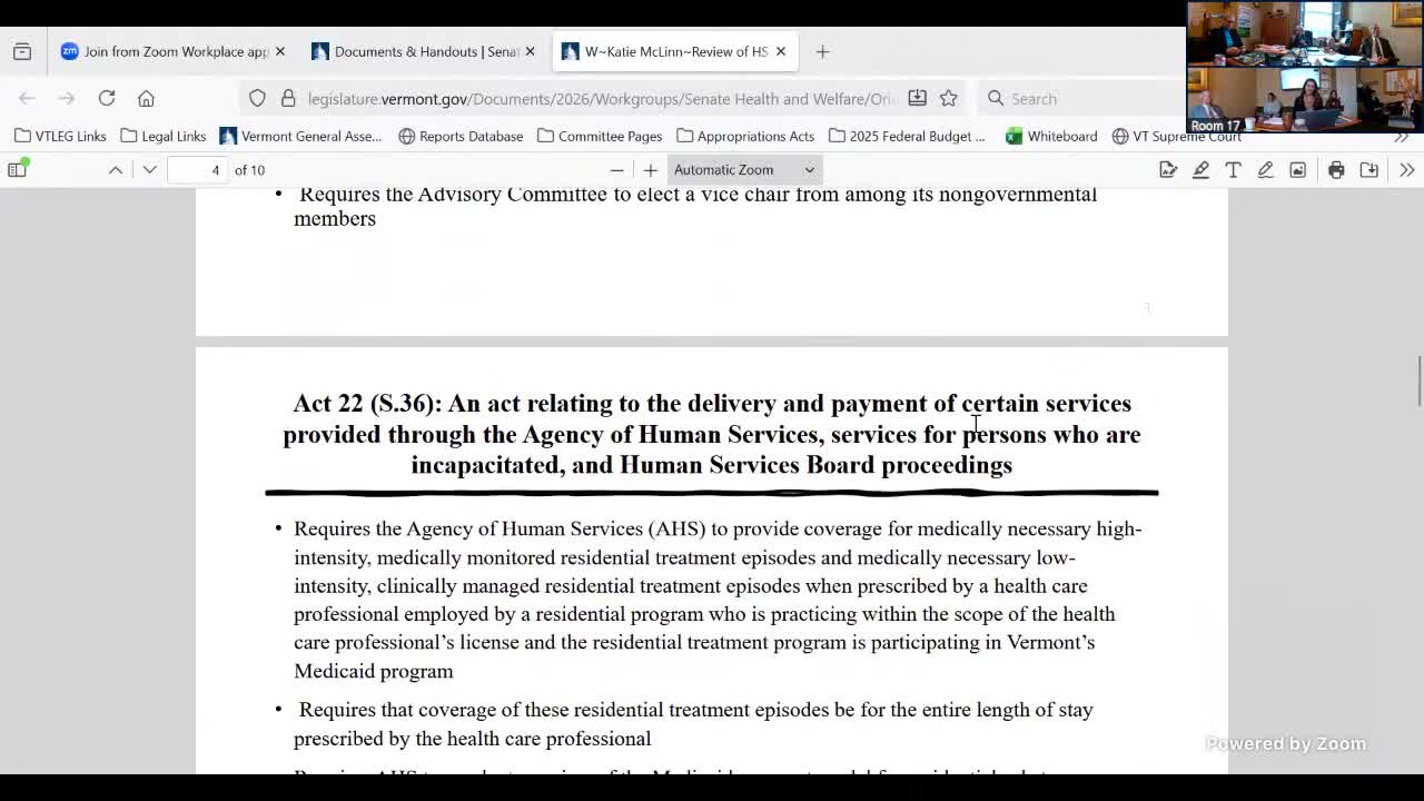 Lawmakers discuss residential substance‑use treatment coverage and recovery bill planning