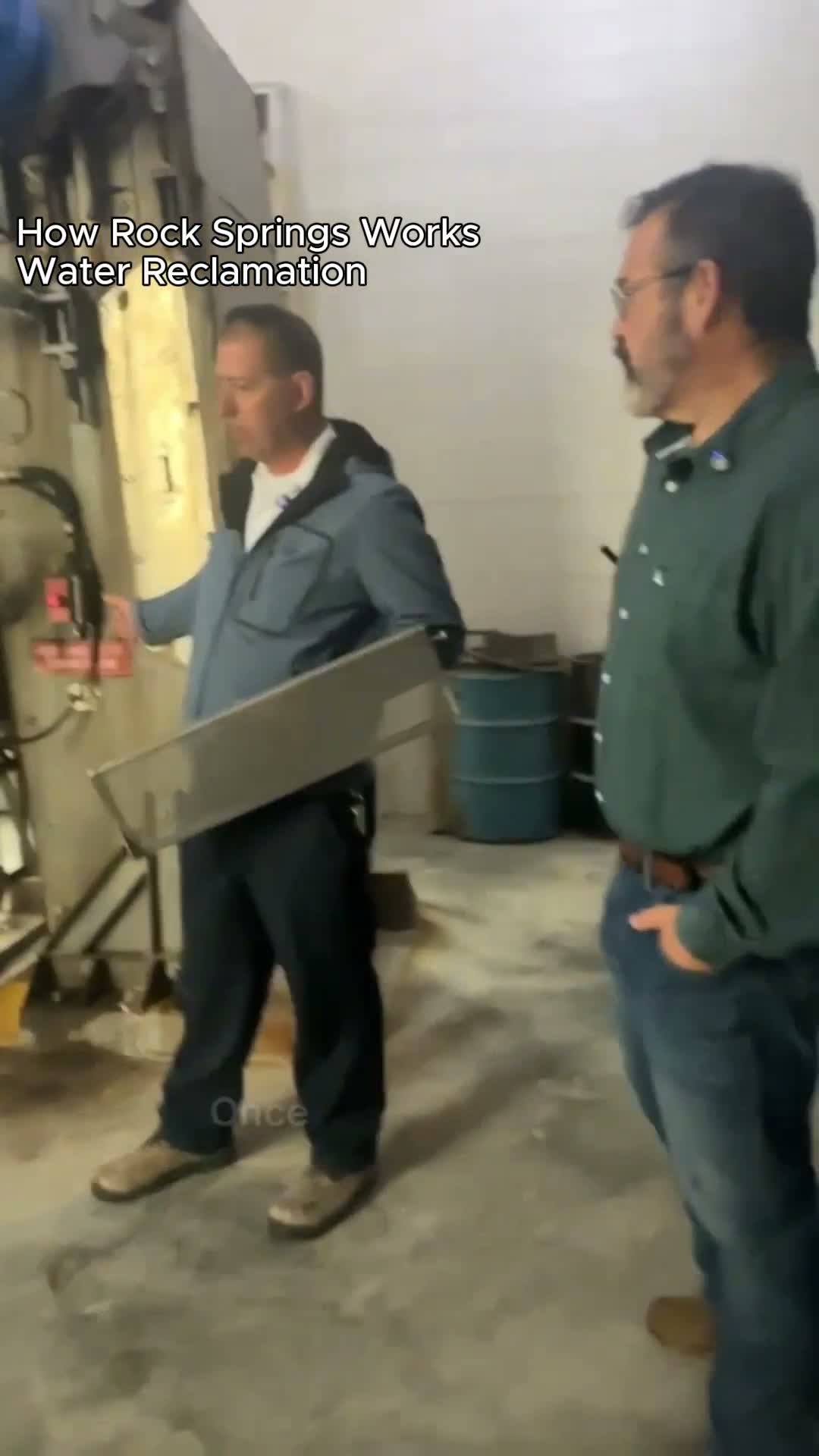 Unidentified speaker outlines how plant separates and disposes of wastewater solids