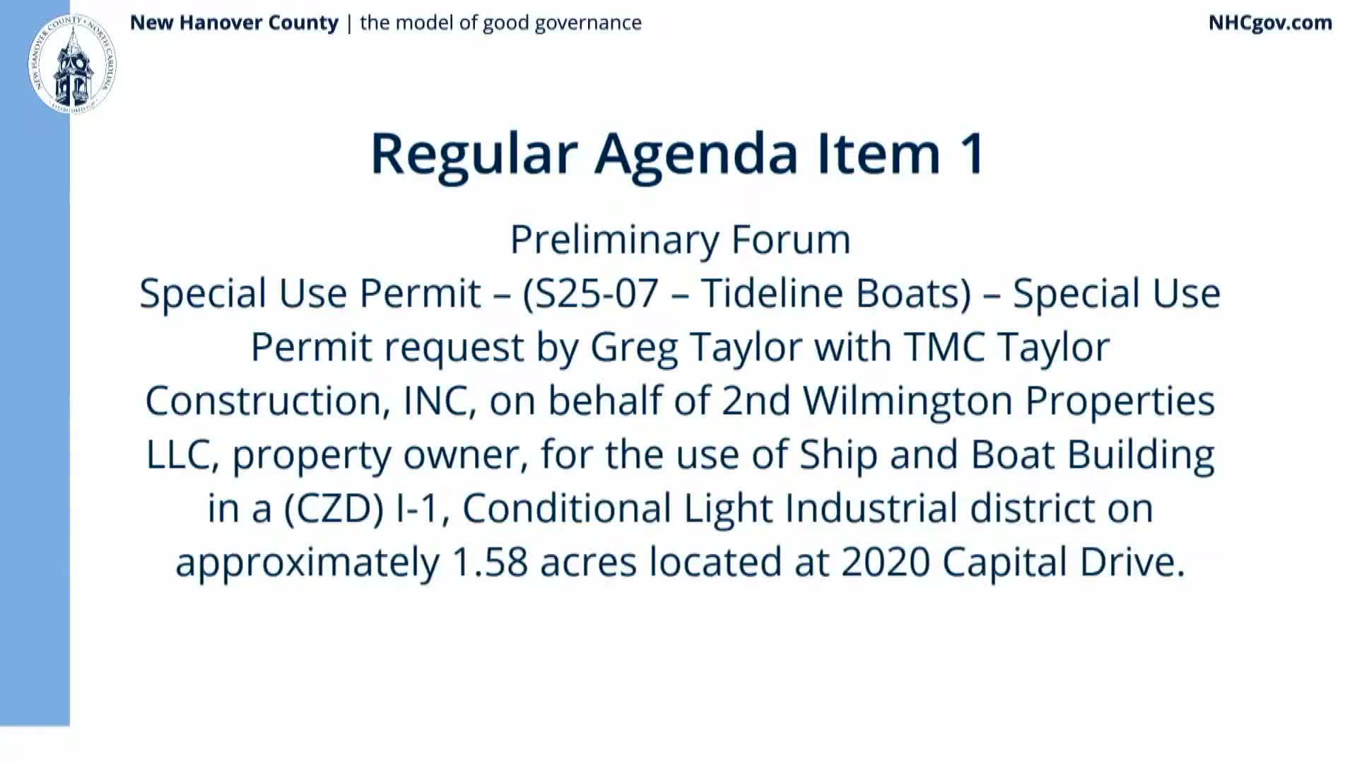 Planning board holds preliminary forum for indoor boatbuilding operation at 2020 Capitol Drive