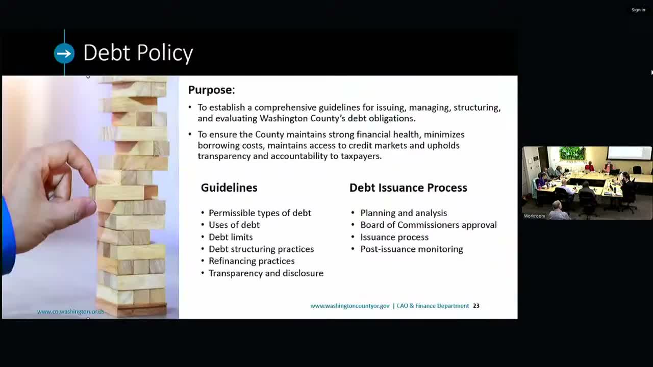 Washington County endorses new debt and grants policies, sets timeline to adopt most GFOA-recommended policies in 2026