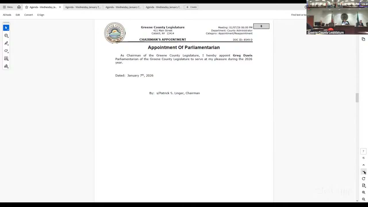 Greene County legislature completes organizational appointments, designates official newspapers for 2026