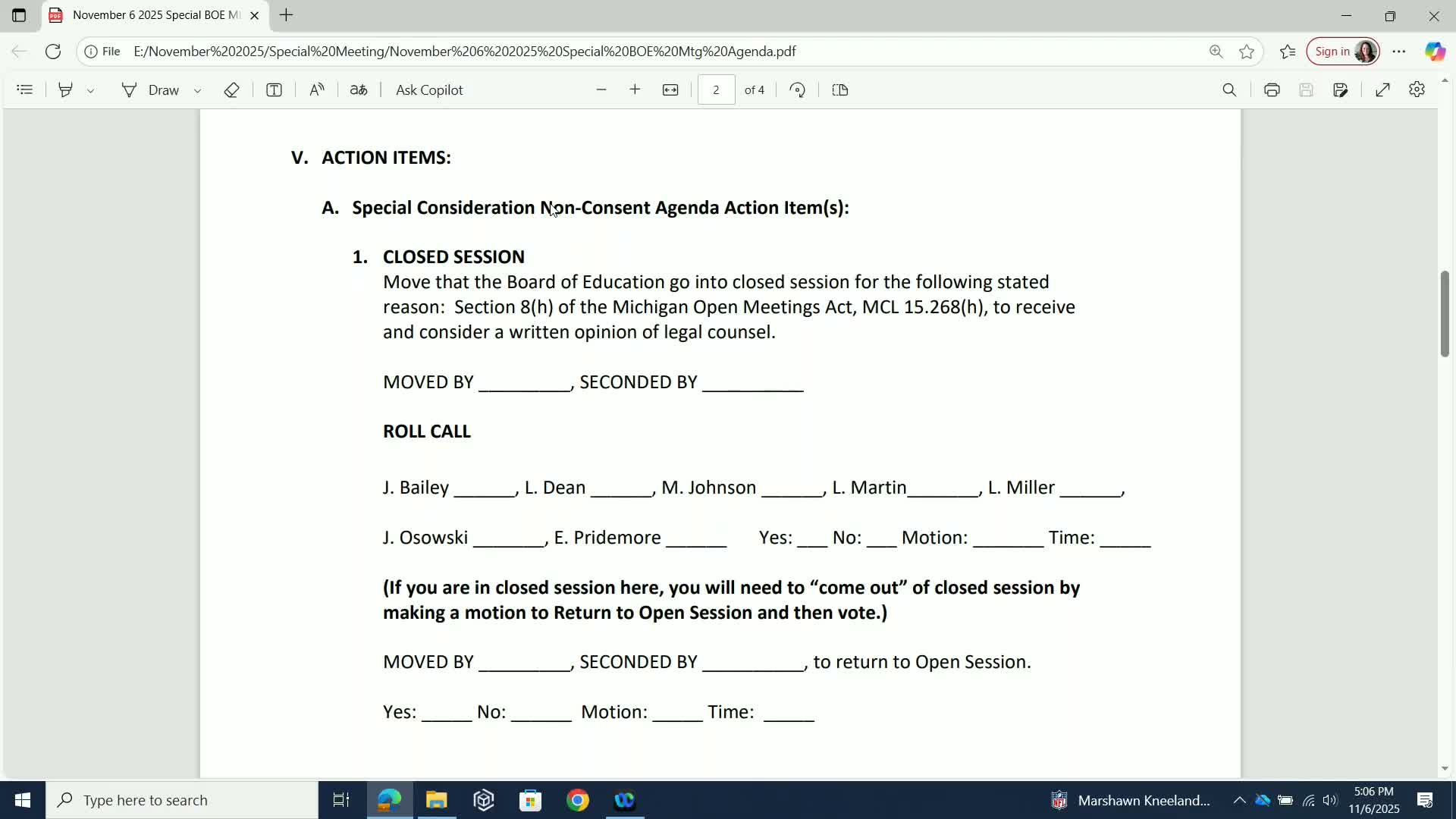 Redford Union Schools board discusses how to cite attorney–client privilege for closed session