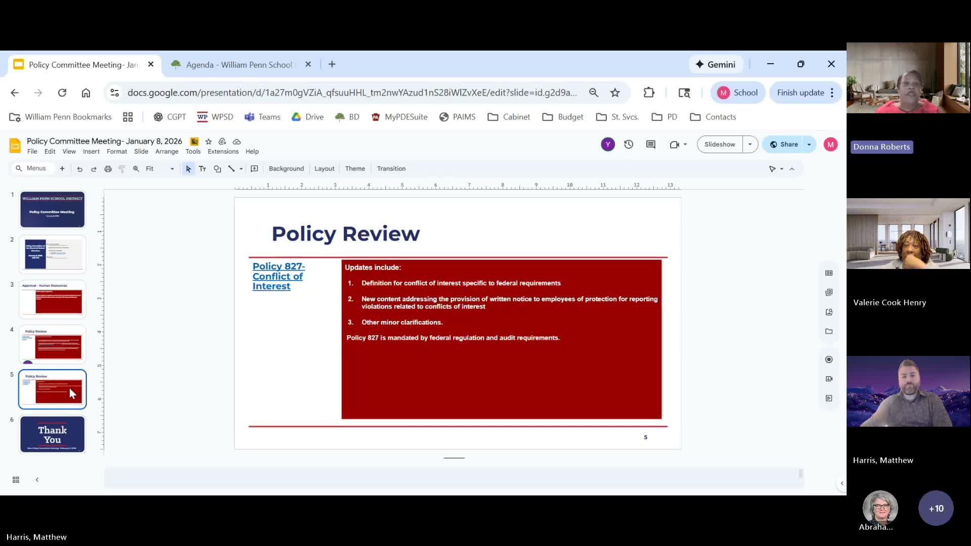 Policy committee reviews modest updates to conflict-of-interest policy tied to federal guidance