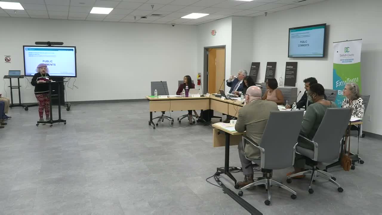 Residents tell DeKalb elections board voter rolls have errors; one speaker urges review of ERIC participation