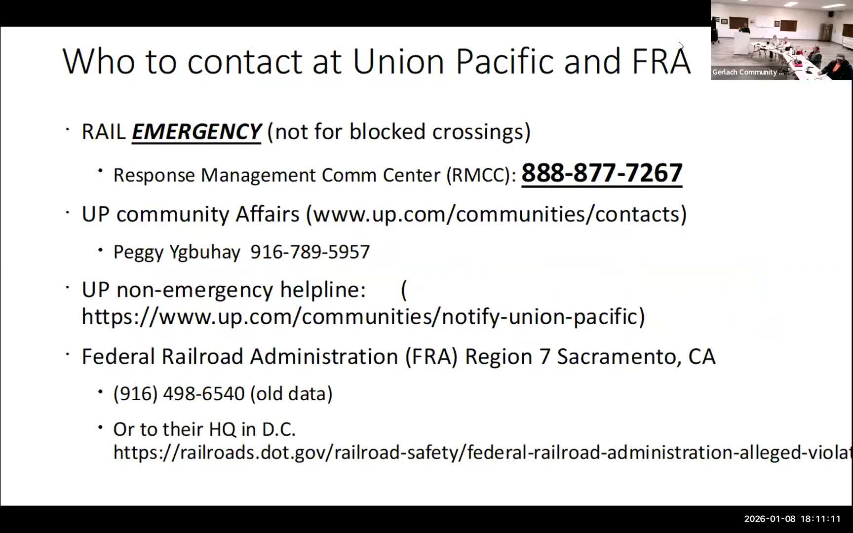 Washoe County CERT urges Gerlach residents to report blocked rail crossings, offers training