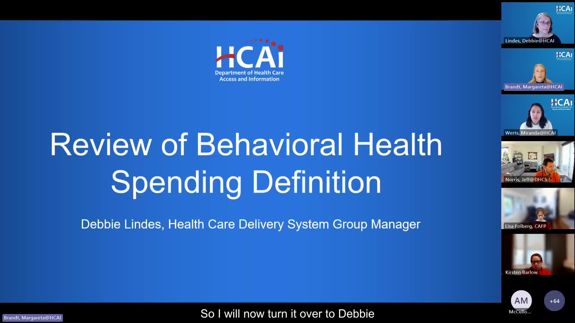 OKA outlines behavioral health spending definition and planned HPD analyses; DHCS collaboration noted