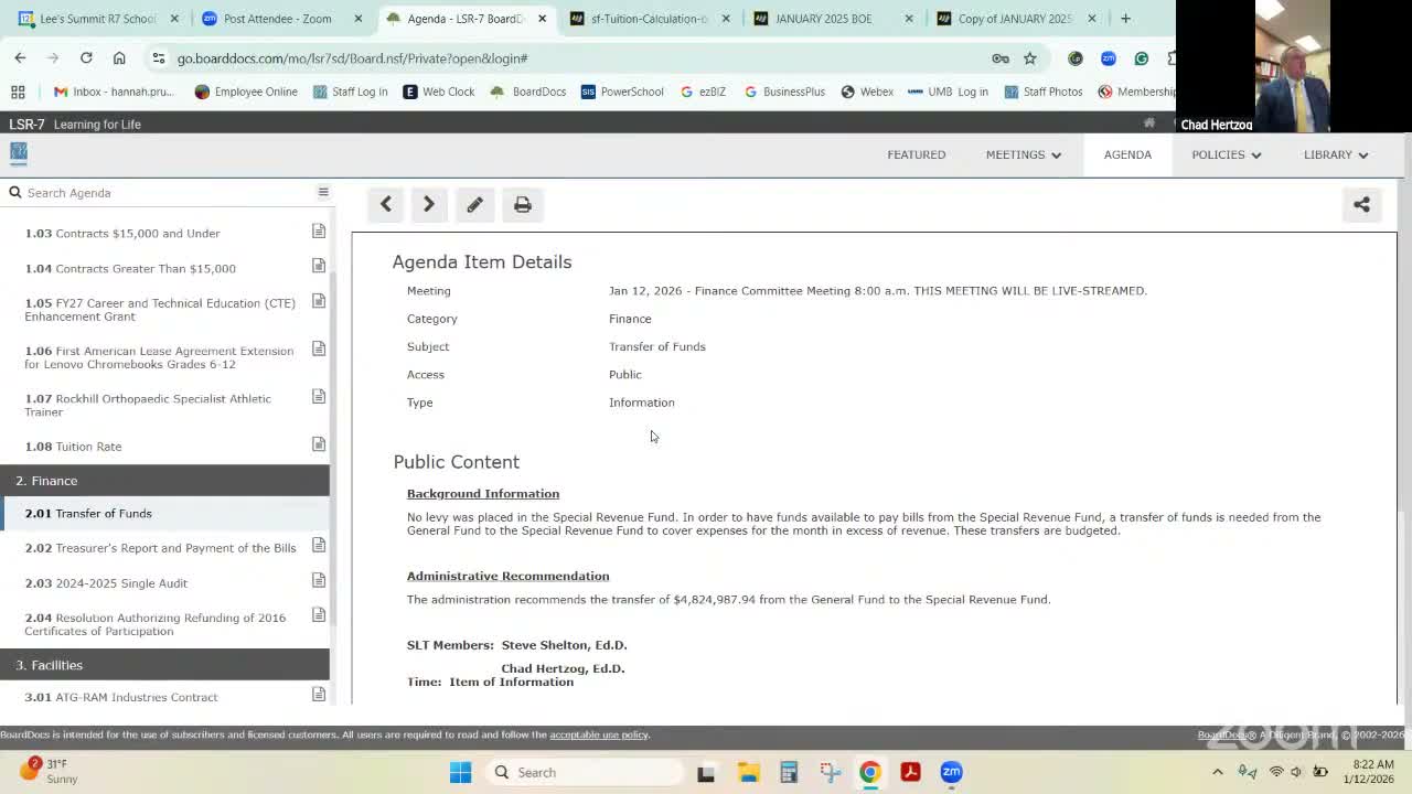 LSR‑7 finance committee flags tax‑timing shortfall, approves large fund transfer and considers refunding that mostly benefits UCM