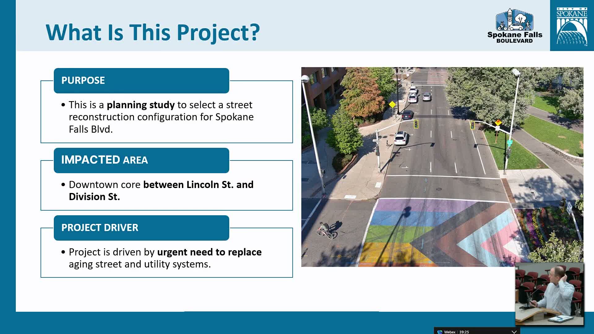 Spokane Falls Boulevard rebuild advances with two alternatives; city plans public outreach and tentative 2028 start