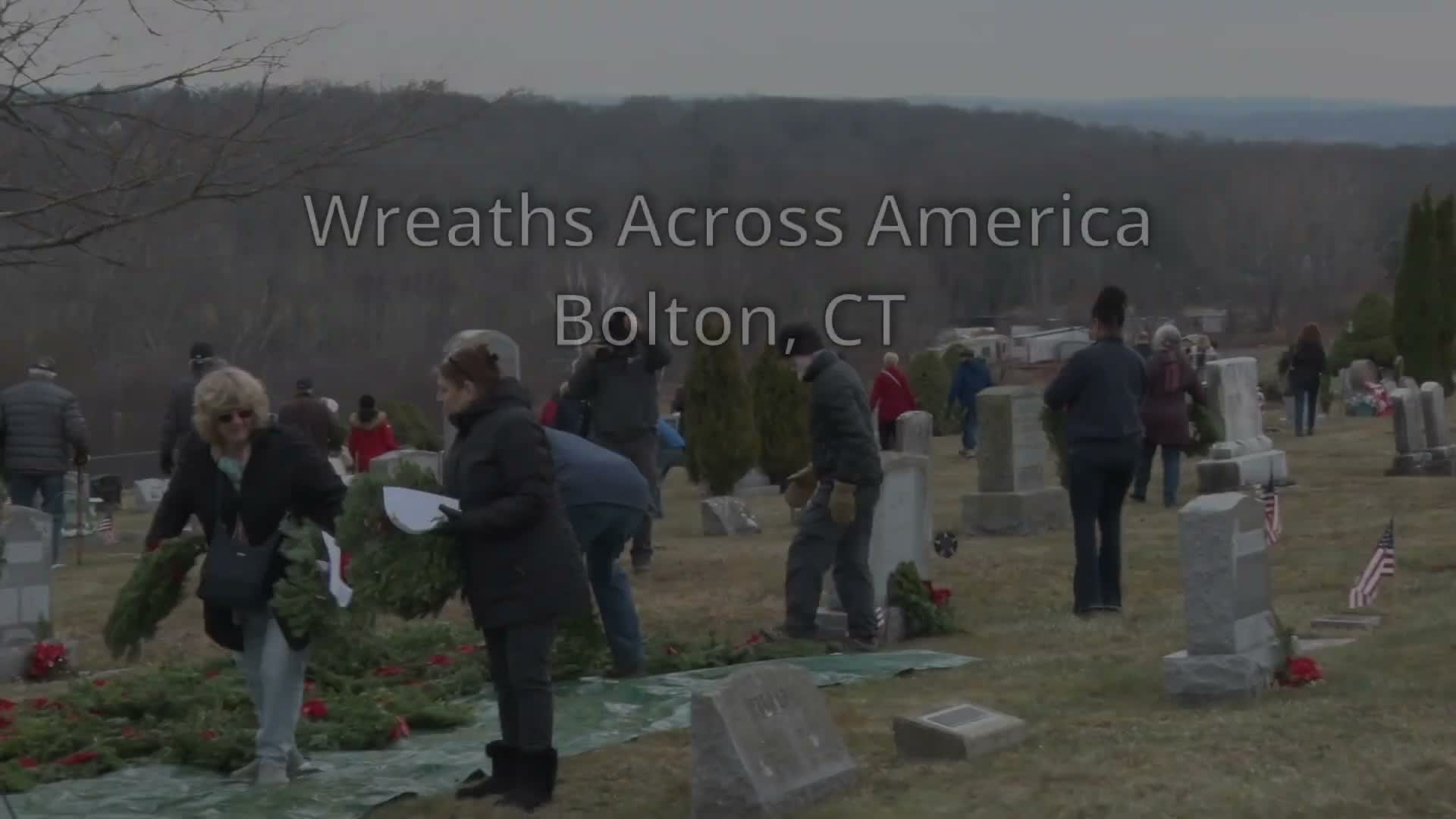 Bolton holds inaugural Wreaths Across America ceremony; volunteers to place wreaths on 150 veterans' graves