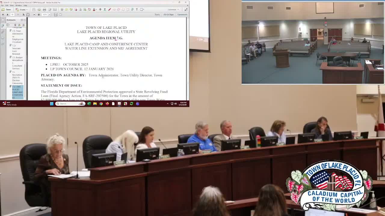 Council approves forms for Camp & Conference Center bulk water agreement to pursue $2.8M SRF assistance