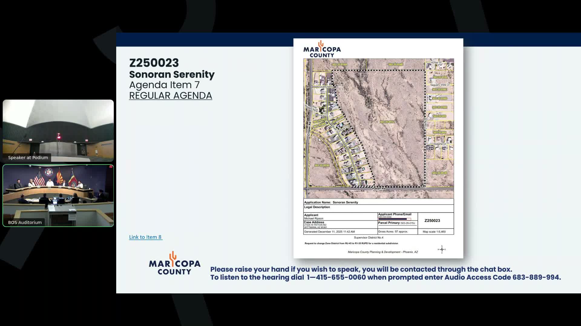 Commission backs Sonoran Serenity rezoning to enable flood mitigation and 97-lot subdivision (Z250023)