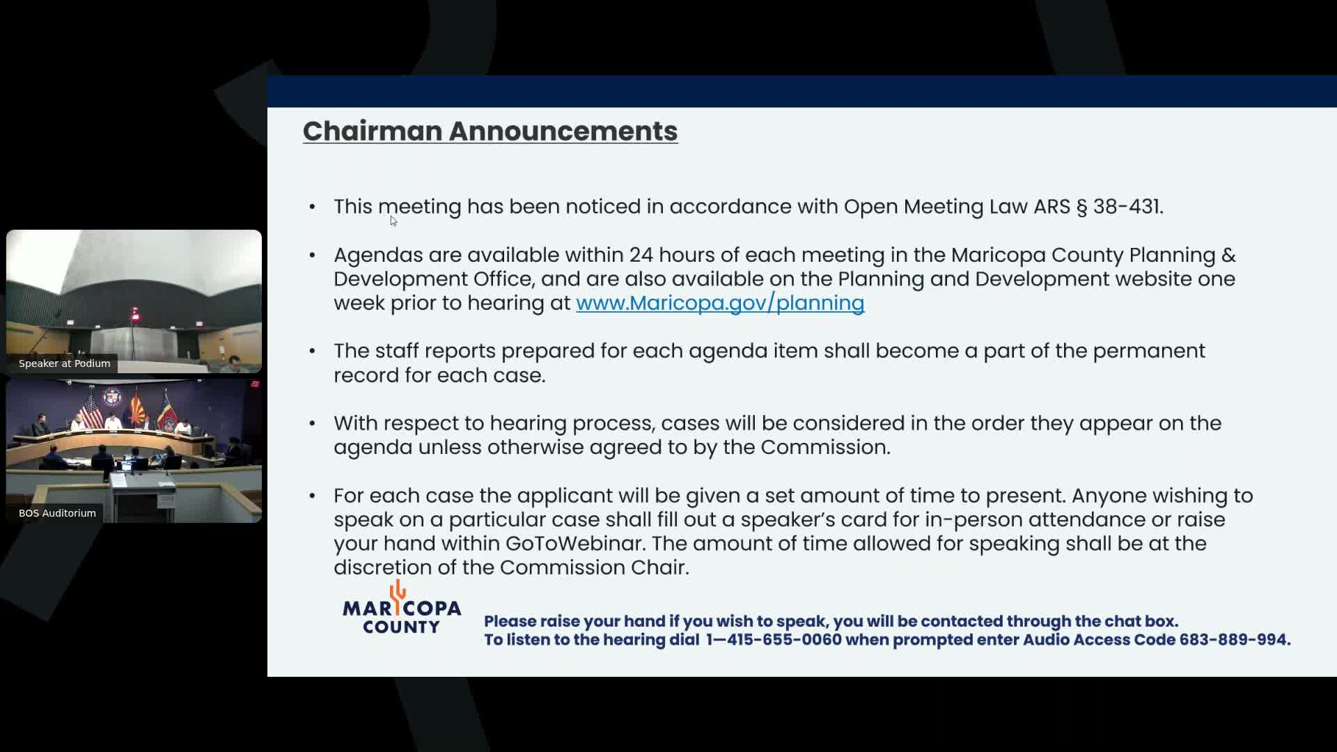 Maricopa County planning commissioners elect new chair and vice chair, approve bylaws and consent agenda