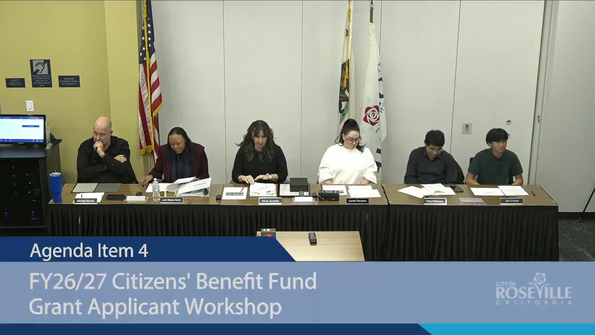 Roseville Grants Advisory Commission details Citizens Benefit Fund rules, $279,940 available for FY2026–27