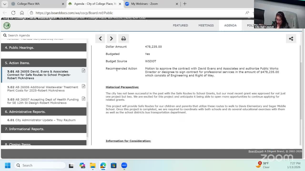 College Place approves payment after Jacobs reports higher electricity and sampling costs