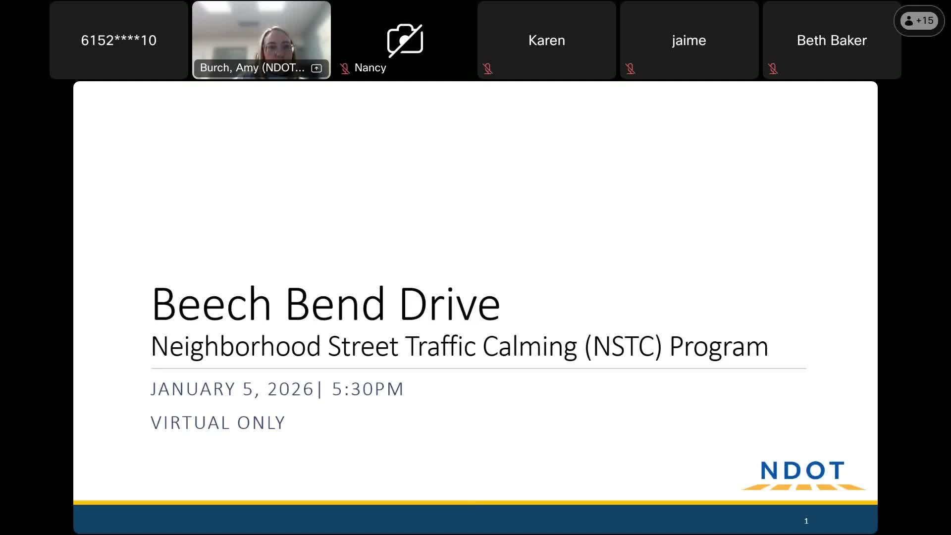 NDOT presents Beach Bend traffic‑calming concept; vertical measures require 66% neighborhood vote