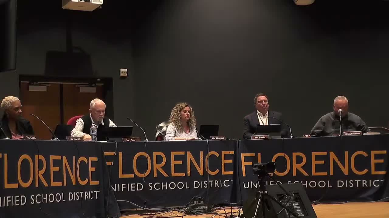 Florence Unified board elects Roger Beatty president, names Leggett vice president and sets 2026 meeting schedule