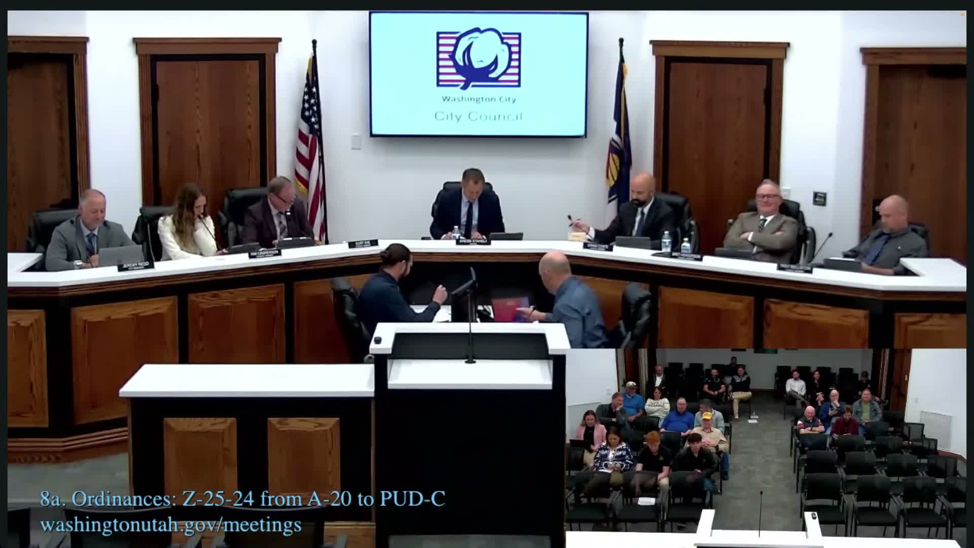 Council approves PUD zone change for grocery‑anchored commercial center on Washington Fields Road