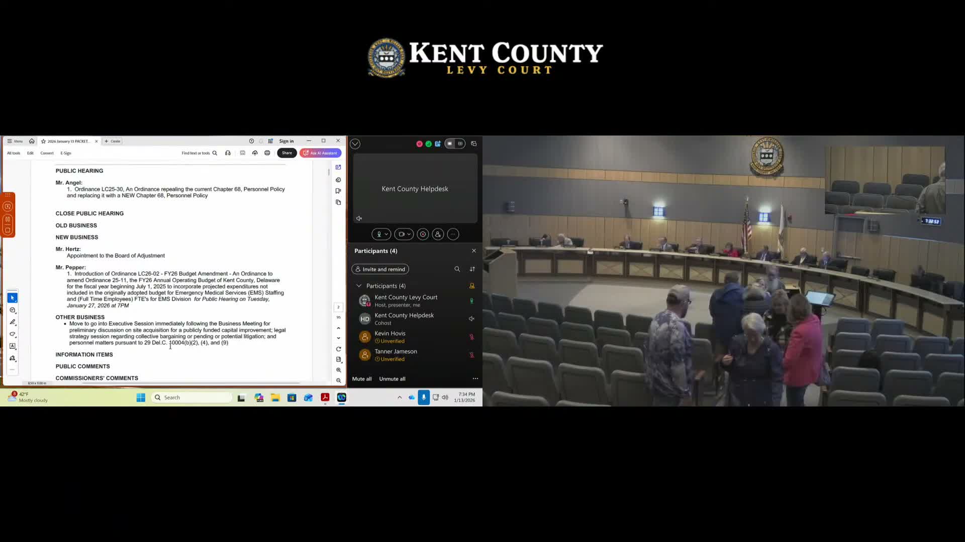 Kent County Levy Court adopts revised personnel policy ordinance LC 25-30 on 5-2 vote