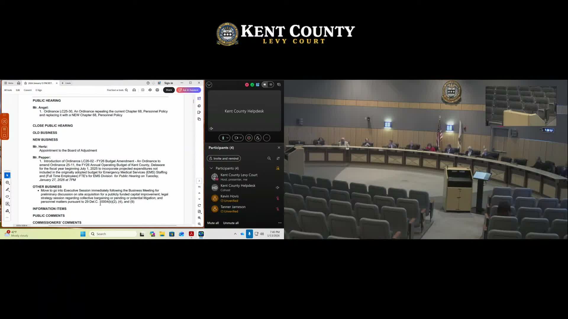 Levy Court appoints Ethan Simpson to Board of Adjustment, introduces FY26 EMS budget amendment