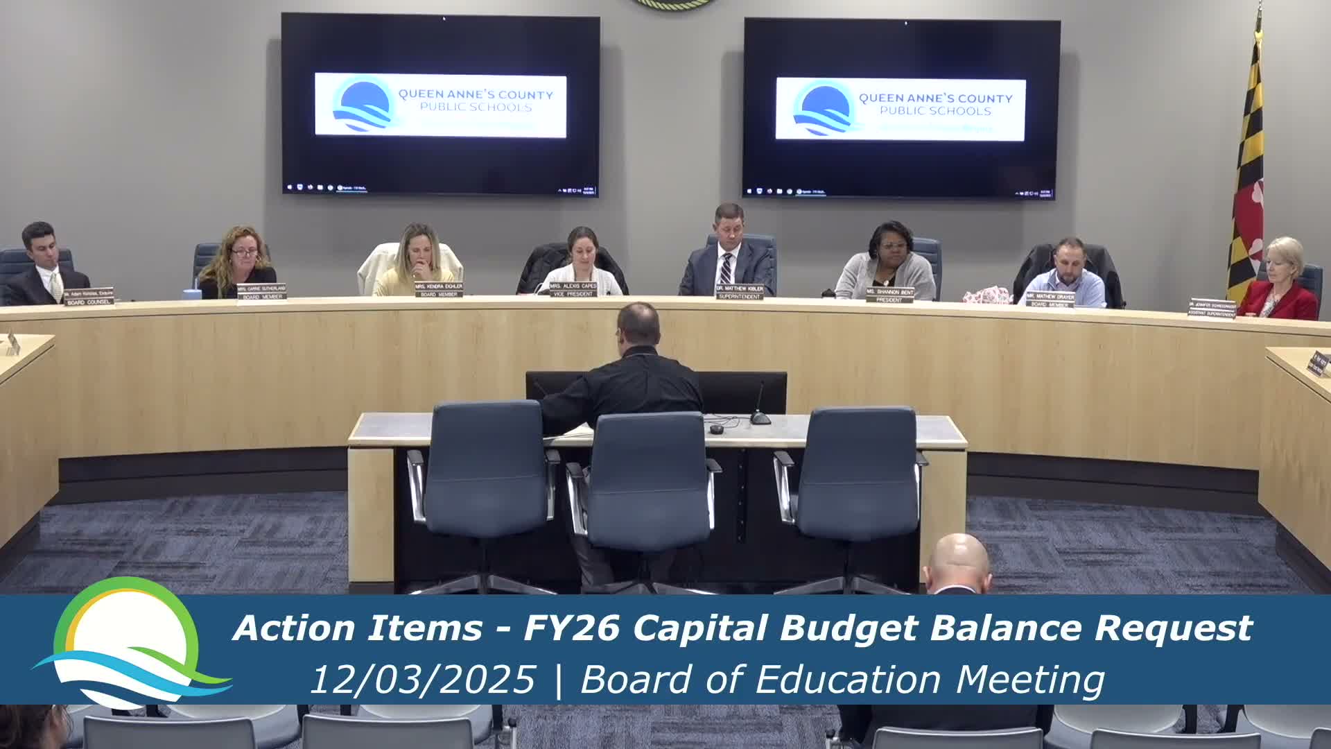 Board approves $215,000 contract to replace Sudlersville Elementary folding wall; approves capital transfers