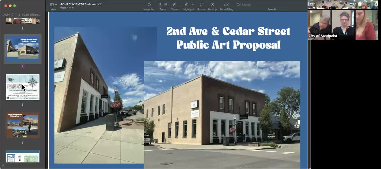 Commission plans summer walking tours, brochure and arts projects; discusses City Beach court artwork