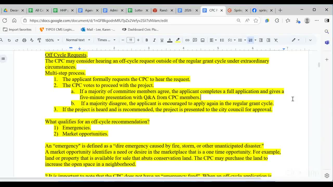 Community Preservation Committee adopts 2026 plan and finalizes application instructions