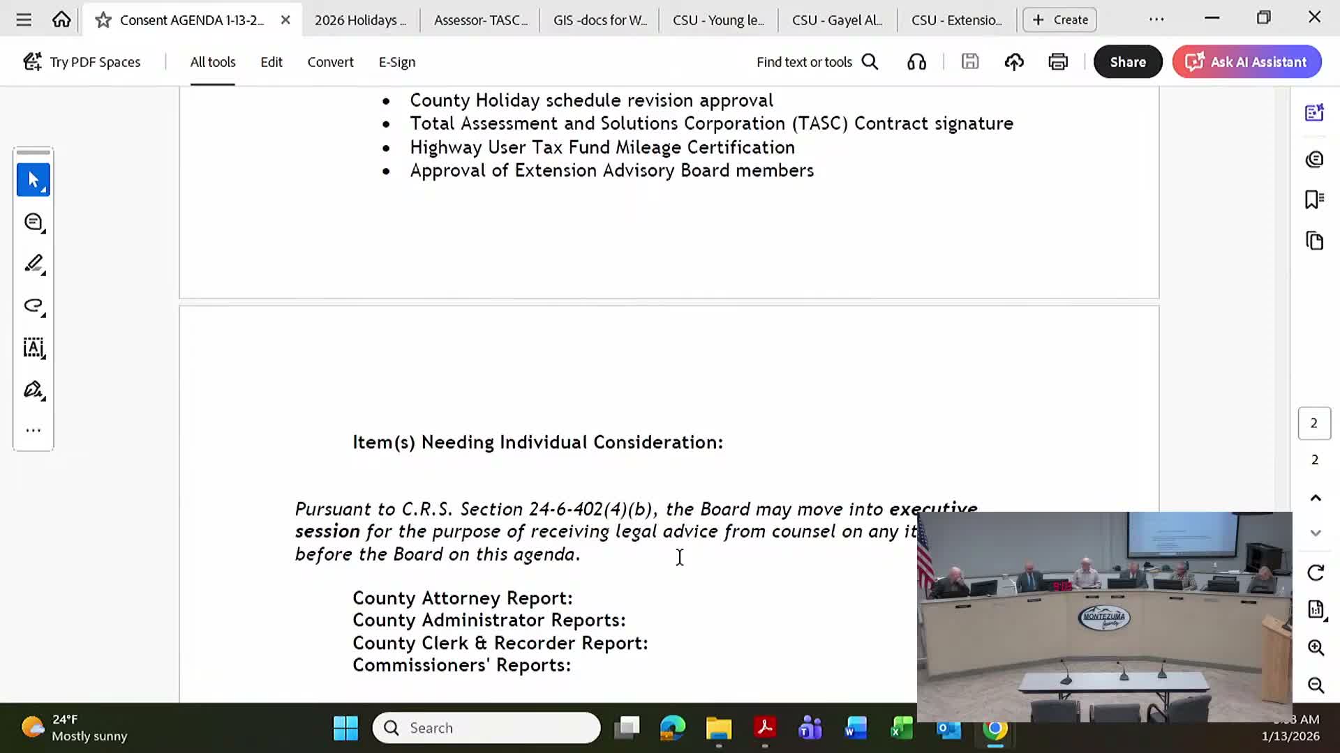 County attorney staff: filings submitted in Leaf Properties case; office handling septic permits and drafting land‑use complaints