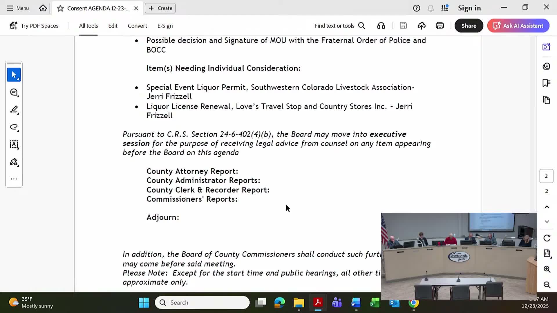 County attorney updates board on litigation; commissioners note housing staff changes and clarify jurisdictional rumors