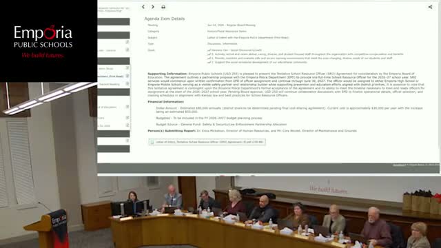 Emporia board tables facility-rental policy after debate on youth access and scheduling