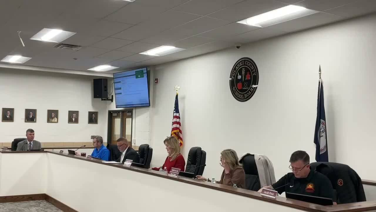 Pulaski County school board elects Jacob Price chair, names Williams vice chair and confirms officer slate