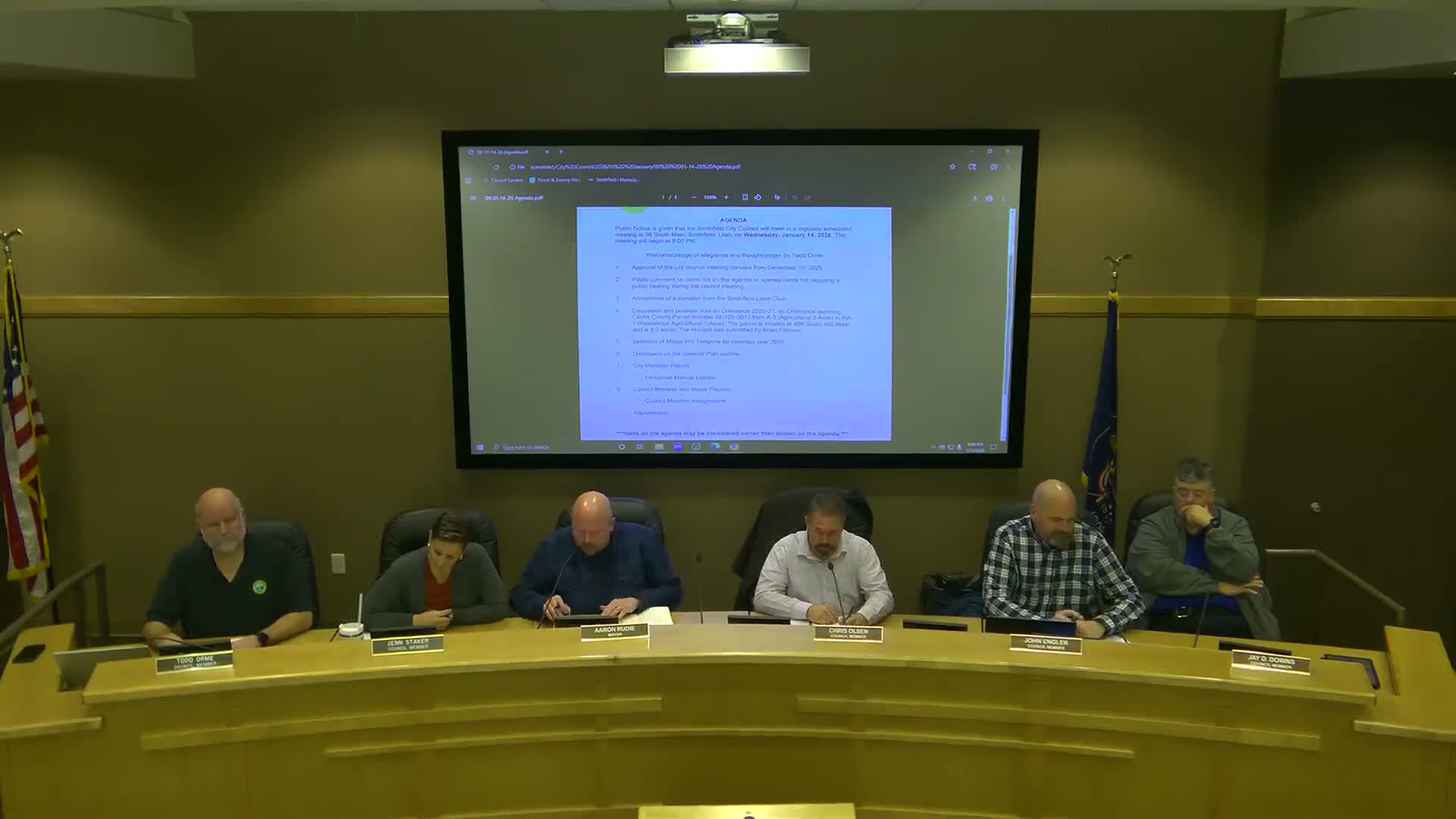 Smithfield council hears community presentations, selects mayor pro tempore and reviews staff priorities