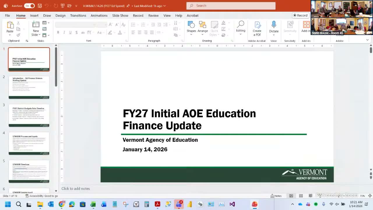 Agency of Education outlines FY27 data timetable, says long‑term weighted ADM is largely validated