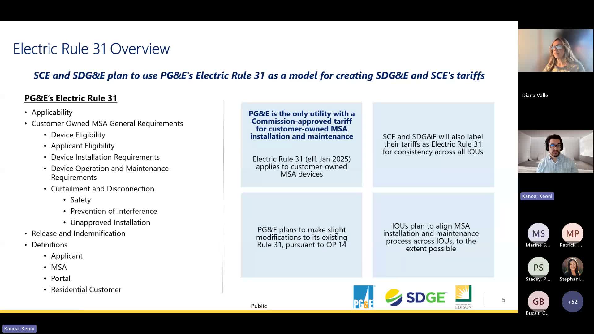 IOUs outline Rule 31 tariff elements and timeline; advice letters due mid-December