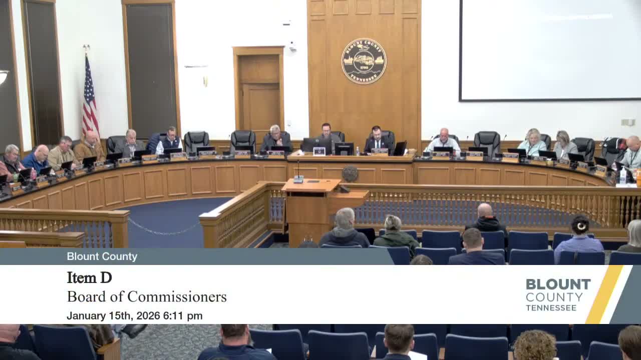 Blount County Commission approves appointments, planning revisions, insurance resolution and schedules a zoning hearing