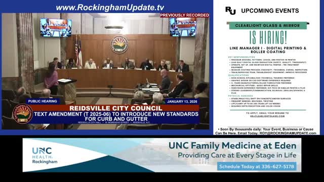 Reidsville council amends curb‑and‑gutter rule after debate and recusal