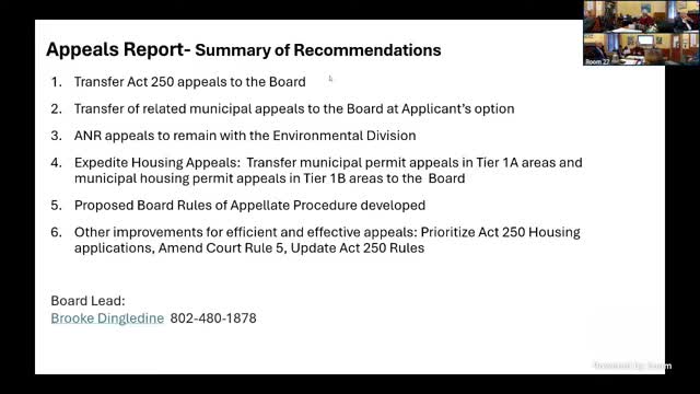 Land Use Review Board recommends taking Act 250 housing appeals in-house to speed cases; senators voice fairness concerns