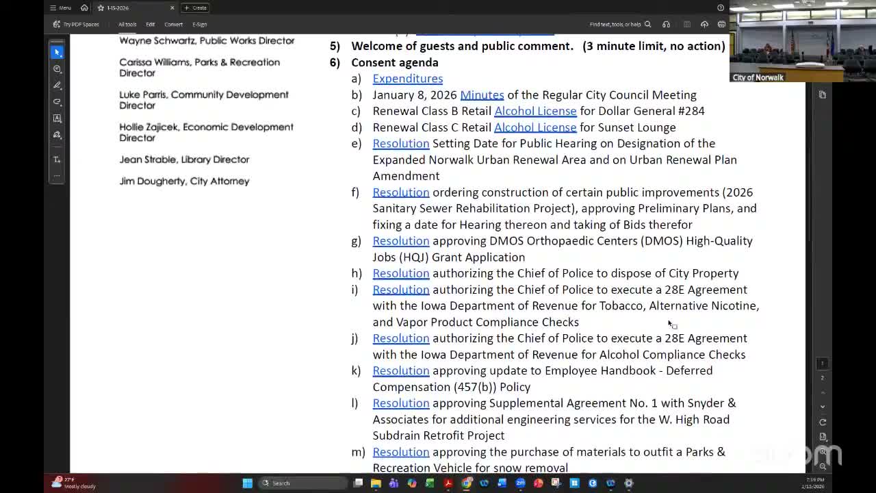 Council approves routine consent items, site plan and zoning amendment
