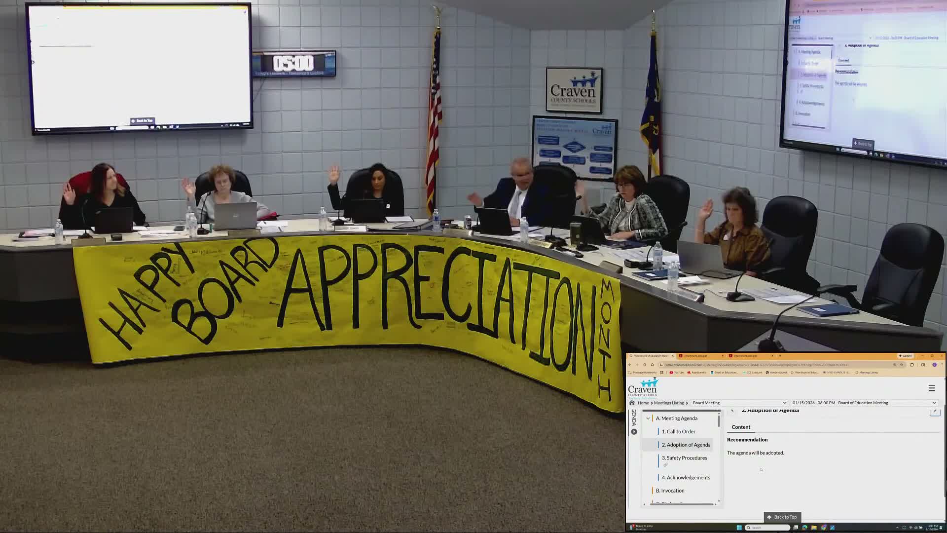 Board approves agenda, minutes, consent items and personnel report; closed session held