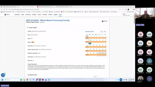 Hillsborough County outlines rules, technical requirements for RFP 2500303 mixed-waste processing project