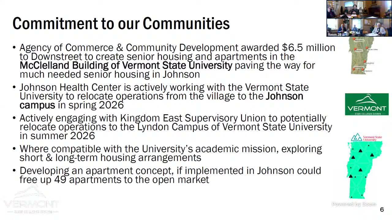 Vermont State Colleges outlines campus revitalization plan, explores workforce housing and a Johnson health clinic
