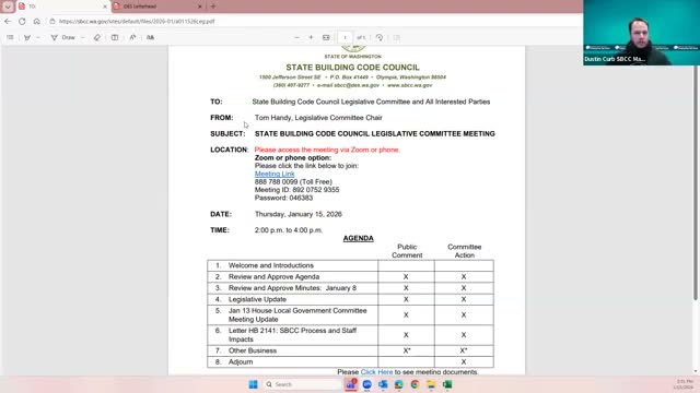 SBCC legislative subcommittee appoints chair pro tem and approves agenda, minutes