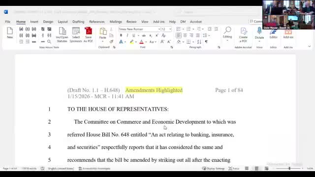 House Commerce Committee reports favorably on Commerce amendment to DFR bill H.648