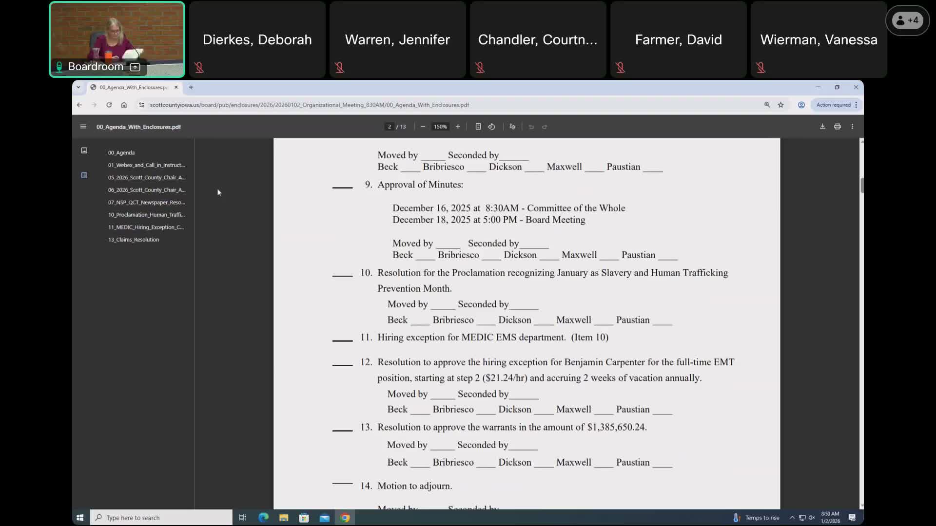 Board approves $1.39 million in warrants after supervisors request caption-level detail on legal invoices